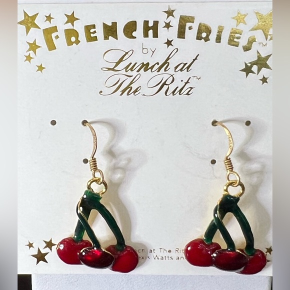 Lunch At The Ritz 🆕 Cherry French Fries earrings - Picture 1 of 7